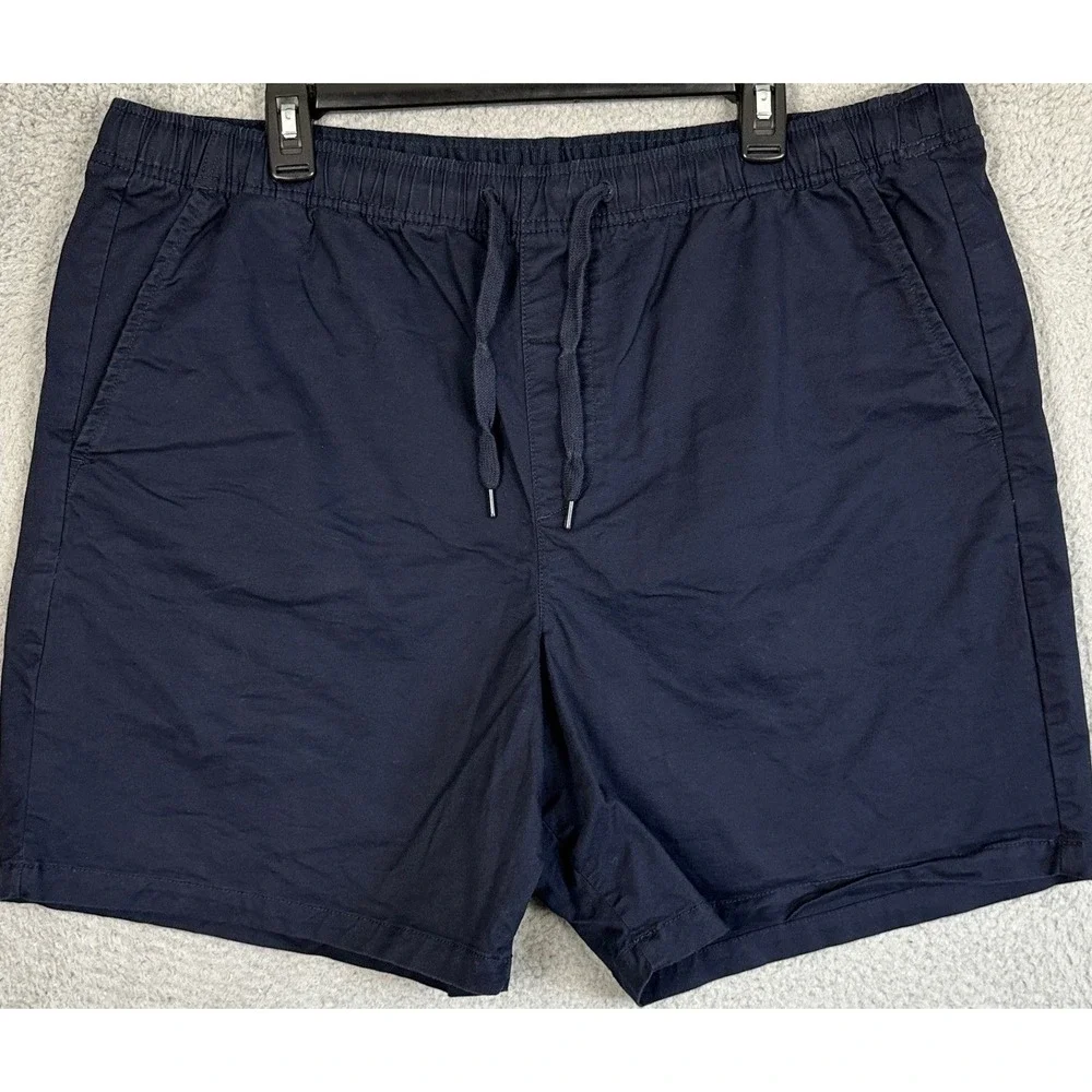 Gap Shorts Mens XL Navy Pull-On Chino Stretch Waist Drawstring Casual Pockets
